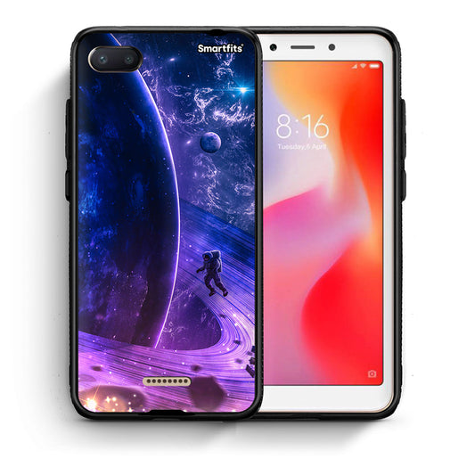Θήκη Xiaomi Redmi 6A Lost Astronaut από τη Smartfits με σχέδιο στο πίσω μέρος και μαύρο περίβλημα | Xiaomi Redmi 6A Lost Astronaut case with colorful back and black bezels