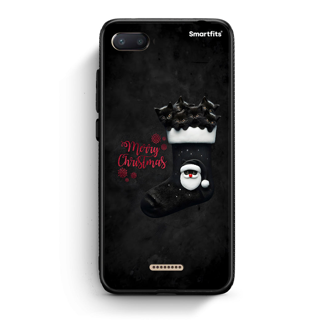 Xiaomi Redmi 6A Merry Cat Christmas θήκη από τη Smartfits με σχέδιο στο πίσω μέρος και μαύρο περίβλημα | Smartphone case with colorful back and black bezels by Smartfits