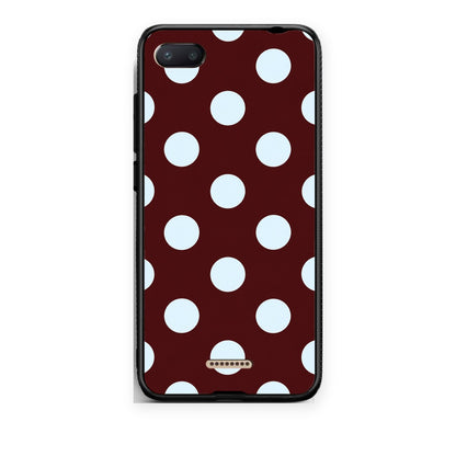 Θήκη Xiaomi Redmi 6A Pale Blue Large Polka Dots on Burgundy από τη Smartfits με σχέδιο στο πίσω μέρος και μαύρο περίβλημα | Xiaomi Redmi 6A Pale Blue Large Polka Dots on Burgundy case with colorful back and black bezels