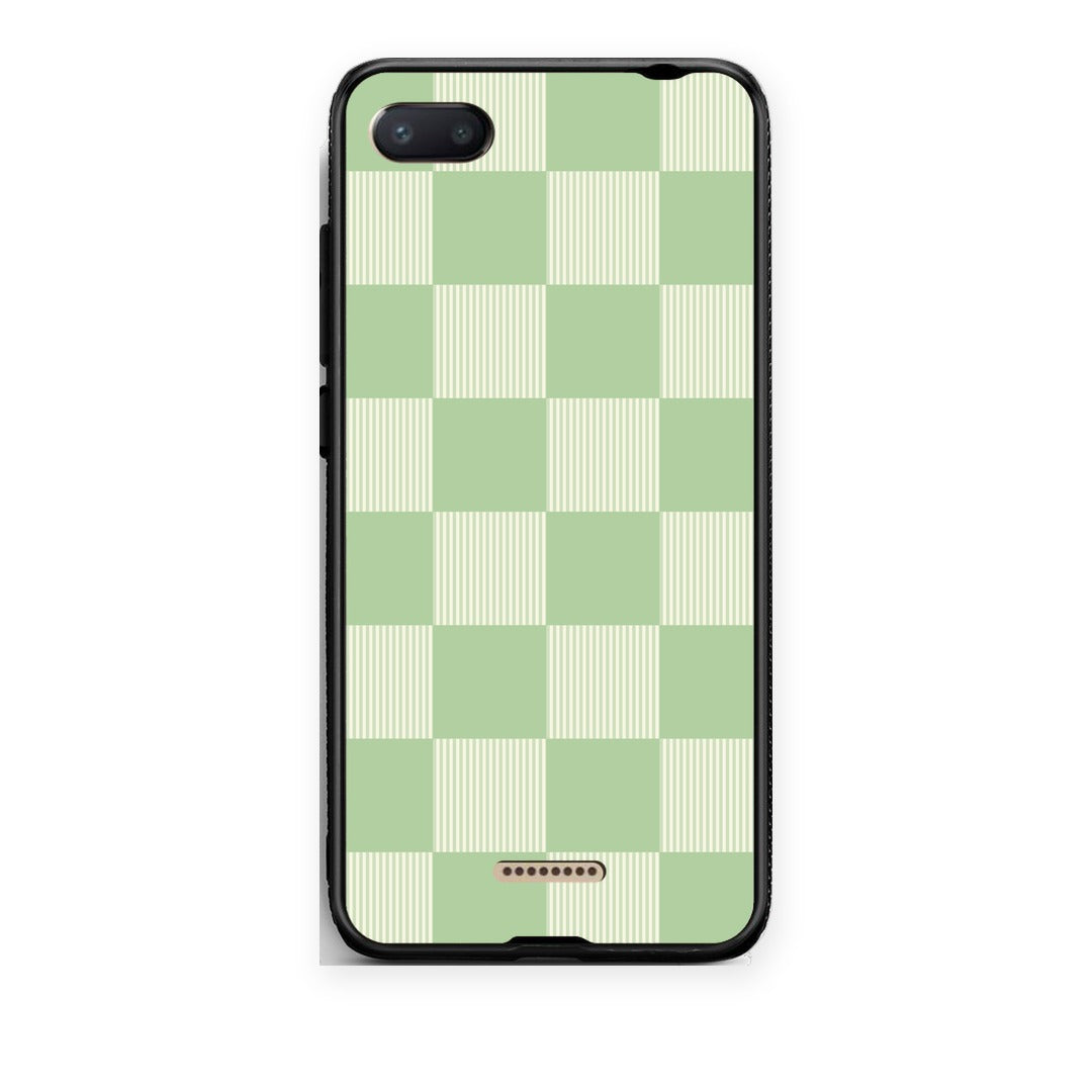 Θήκη Xiaomi Redmi 6A Sage and Cream Striped Checks από τη Smartfits με σχέδιο στο πίσω μέρος και μαύρο περίβλημα | Xiaomi Redmi 6A Sage and Cream Striped Checks case with colorful back and black bezels