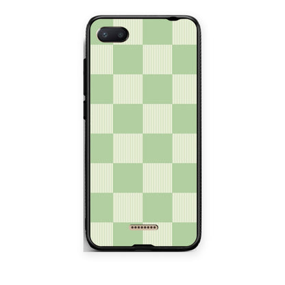 Θήκη Xiaomi Redmi 6A Sage and Cream Striped Checks από τη Smartfits με σχέδιο στο πίσω μέρος και μαύρο περίβλημα | Xiaomi Redmi 6A Sage and Cream Striped Checks case with colorful back and black bezels