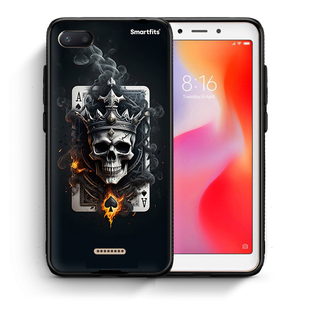 Θήκη Xiaomi Redmi 6A Skull King Ace από τη Smartfits με σχέδιο στο πίσω μέρος και μαύρο περίβλημα | Xiaomi Redmi 6A Skull King Ace case with colorful back and black bezels
