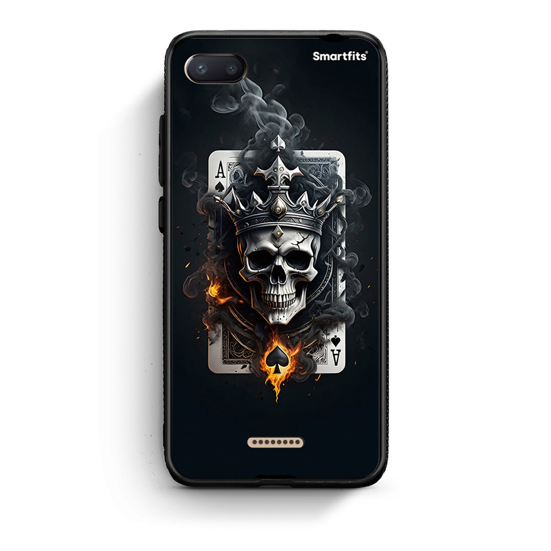 Xiaomi Redmi 6A Skull King Ace θήκη από τη Smartfits με σχέδιο στο πίσω μέρος και μαύρο περίβλημα | Smartphone case with colorful back and black bezels by Smartfits
