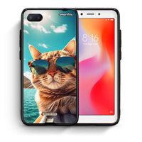 Thumbnail for Θήκη Xiaomi Redmi 6A Summer Cat από τη Smartfits με σχέδιο στο πίσω μέρος και μαύρο περίβλημα | Xiaomi Redmi 6A Summer Cat case with colorful back and black bezels