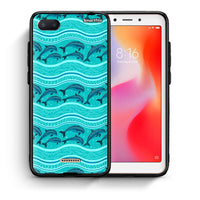 Thumbnail for Θήκη Xiaomi Redmi 6A Swimming Dolphins από τη Smartfits με σχέδιο στο πίσω μέρος και μαύρο περίβλημα | Xiaomi Redmi 6A Swimming Dolphins case with colorful back and black bezels