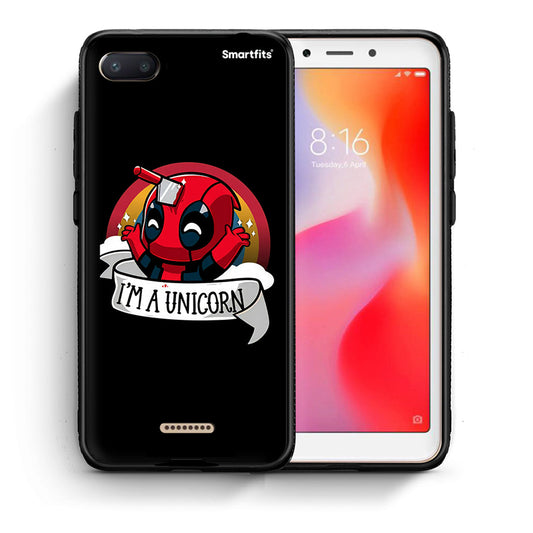 Θήκη Xiaomi Redmi 6A Unicorn Deadpool από τη Smartfits με σχέδιο στο πίσω μέρος και μαύρο περίβλημα | Xiaomi Redmi 6A Unicorn Deadpool case with colorful back and black bezels