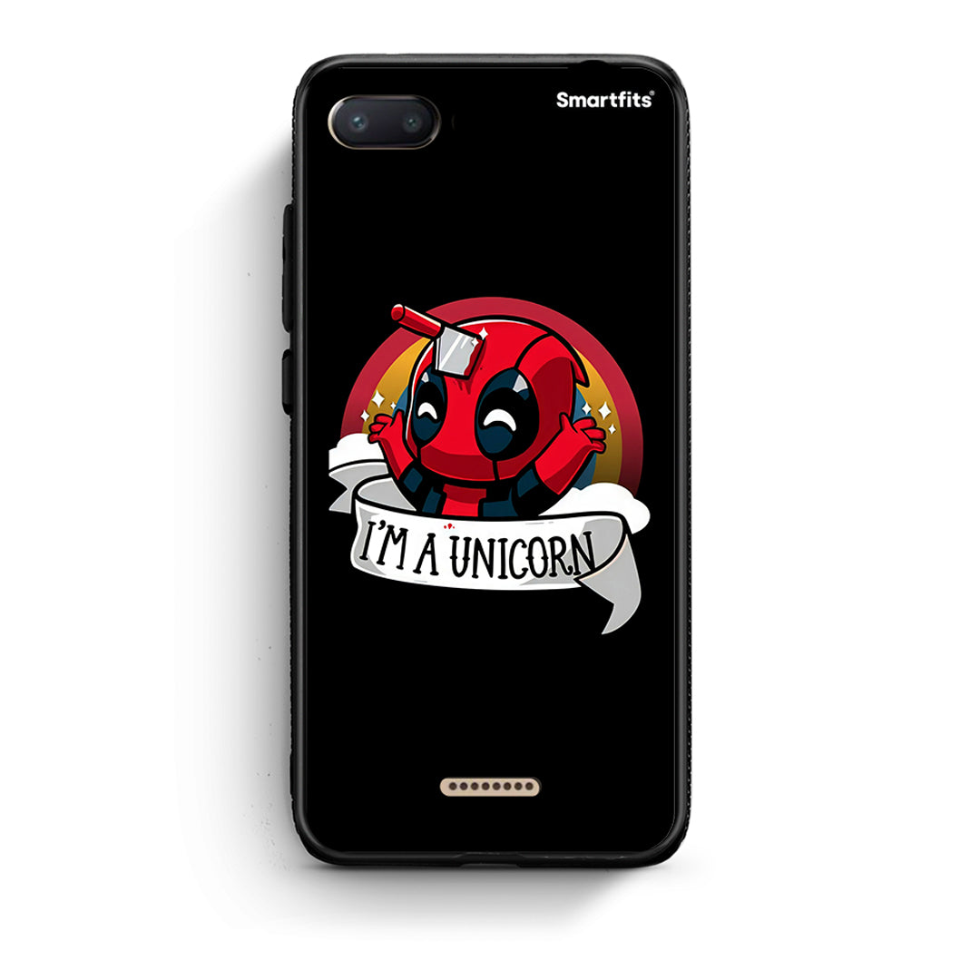 Xiaomi Redmi 6A Unicorn Deadpool θήκη από τη Smartfits με σχέδιο στο πίσω μέρος και μαύρο περίβλημα | Smartphone case with colorful back and black bezels by Smartfits