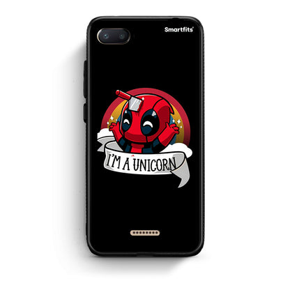 Xiaomi Redmi 6A Unicorn Deadpool θήκη από τη Smartfits με σχέδιο στο πίσω μέρος και μαύρο περίβλημα | Smartphone case with colorful back and black bezels by Smartfits