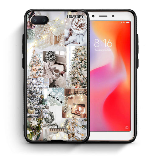 Θήκη Xiaomi Redmi 6A White Christmas από τη Smartfits με σχέδιο στο πίσω μέρος και μαύρο περίβλημα | Xiaomi Redmi 6A White Christmas case with colorful back and black bezels