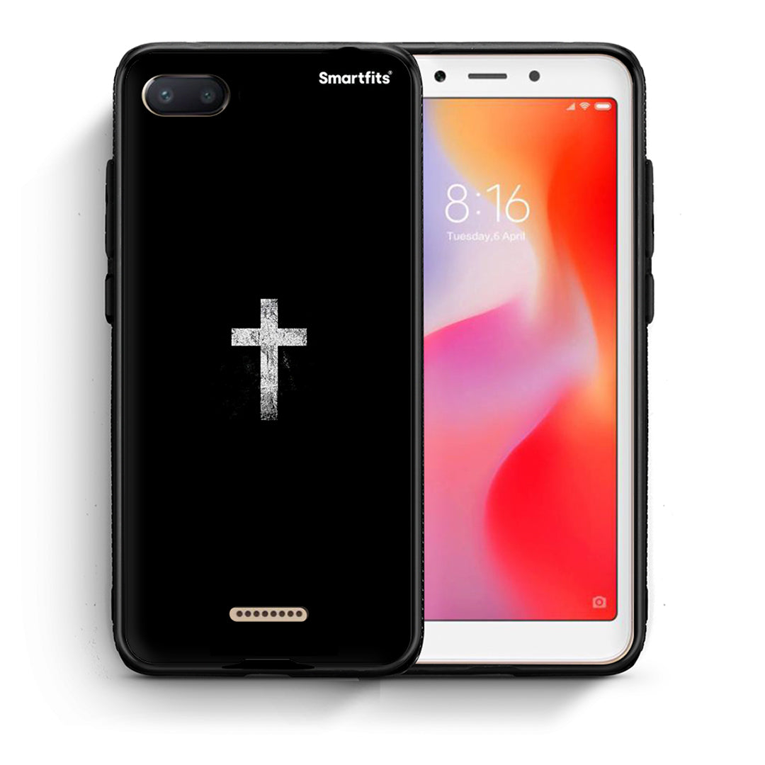 Θήκη Xiaomi Redmi 6A White Cross από τη Smartfits με σχέδιο στο πίσω μέρος και μαύρο περίβλημα | Xiaomi Redmi 6A White Cross case with colorful back and black bezels