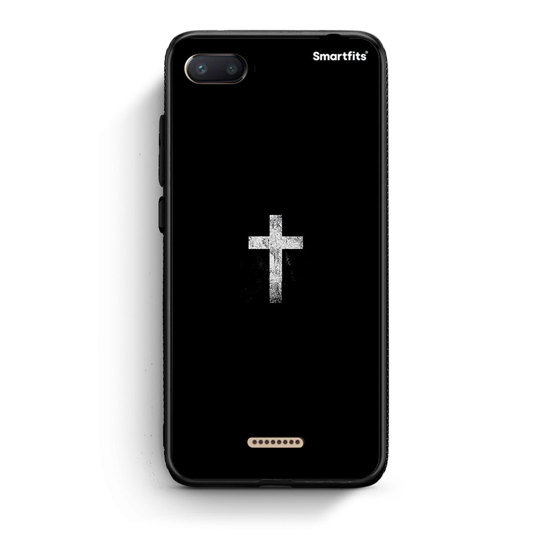 Xiaomi Redmi 6A White Cross θήκη από τη Smartfits με σχέδιο στο πίσω μέρος και μαύρο περίβλημα | Smartphone case with colorful back and black bezels by Smartfits