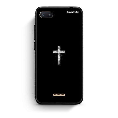 Xiaomi Redmi 6A White Cross θήκη από τη Smartfits με σχέδιο στο πίσω μέρος και μαύρο περίβλημα | Smartphone case with colorful back and black bezels by Smartfits