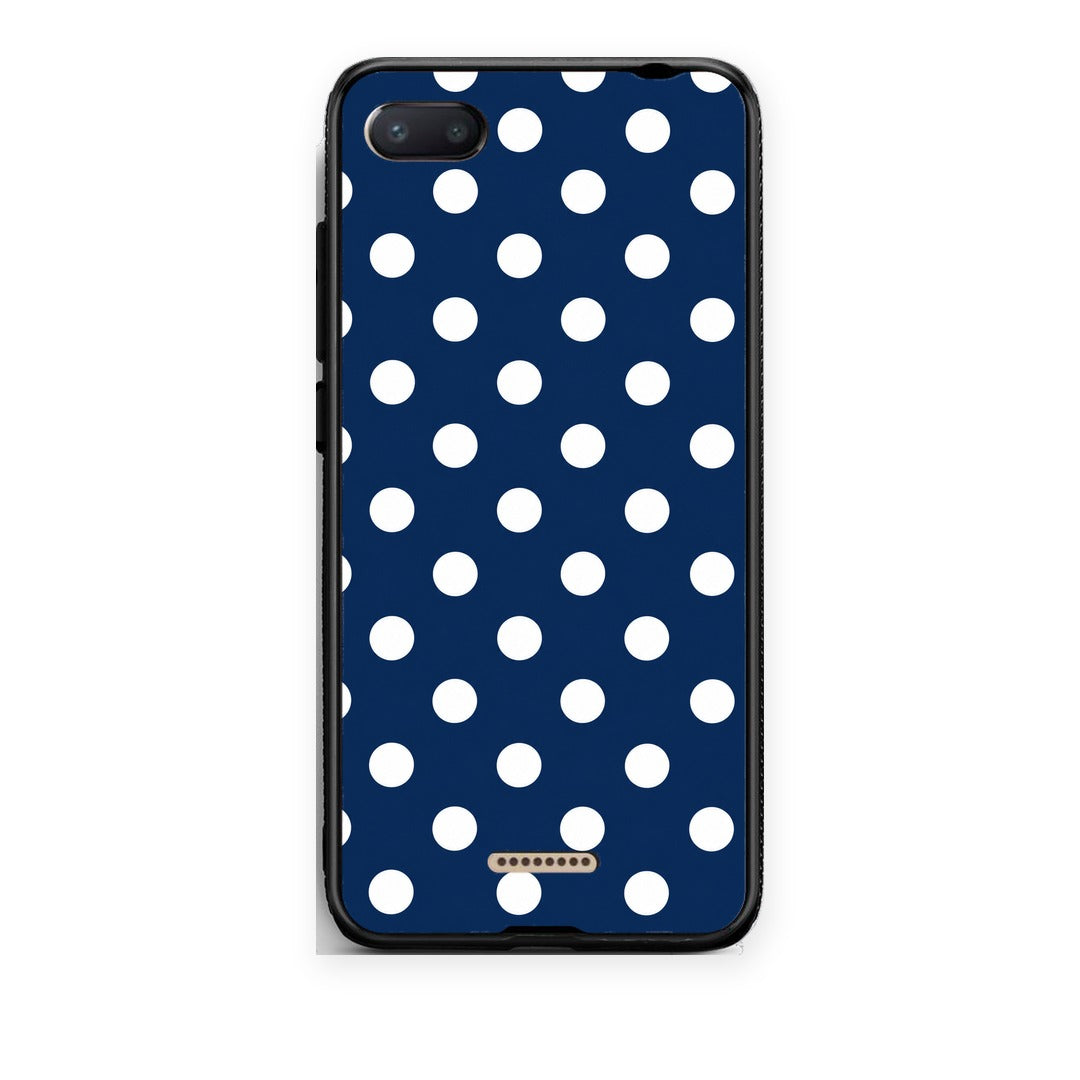 Θήκη Xiaomi Redmi 6A White Large Polka Dots on Navy από τη Smartfits με σχέδιο στο πίσω μέρος και μαύρο περίβλημα | Xiaomi Redmi 6A White Large Polka Dots on Navy case with colorful back and black bezels
