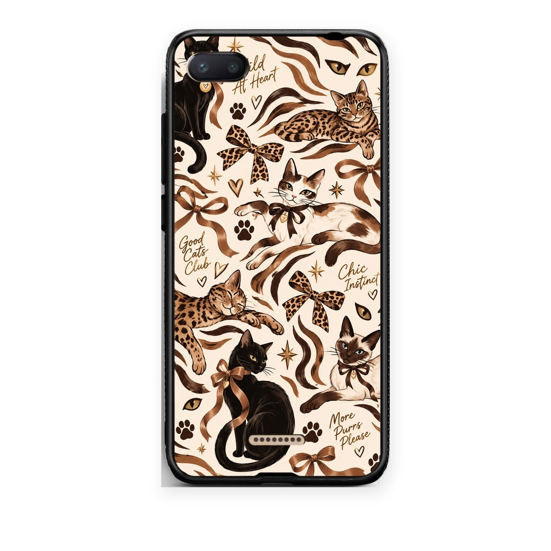 Θήκη Xiaomi Redmi 6A Wild Cats and Animal Print Collage από τη Smartfits με σχέδιο στο πίσω μέρος και μαύρο περίβλημα | Xiaomi Redmi 6A Wild Cats and Animal Print Collage case with colorful back and black bezels