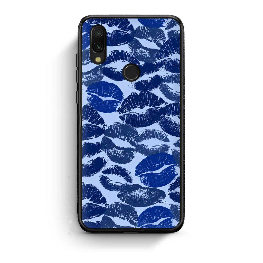 Θήκη Xiaomi Redmi 7 Blue Lipstick Kisses από τη Smartfits με σχέδιο στο πίσω μέρος και μαύρο περίβλημα | Xiaomi Redmi 7 Blue Lipstick Kisses case with colorful back and black bezels