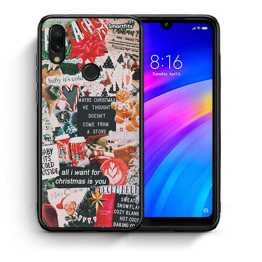 Θήκη Xiaomi Redmi 7 Christmas Happiness από τη Smartfits με σχέδιο στο πίσω μέρος και μαύρο περίβλημα | Xiaomi Redmi 7 Christmas Happiness case with colorful back and black bezels