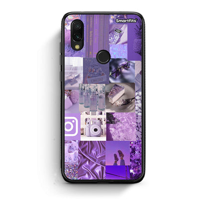 Xiaomi Redmi 7 Purple Aesthetic Collage θήκη από τη Smartfits με σχέδιο στο πίσω μέρος και μαύρο περίβλημα | Smartphone case with colorful back and black bezels by Smartfits