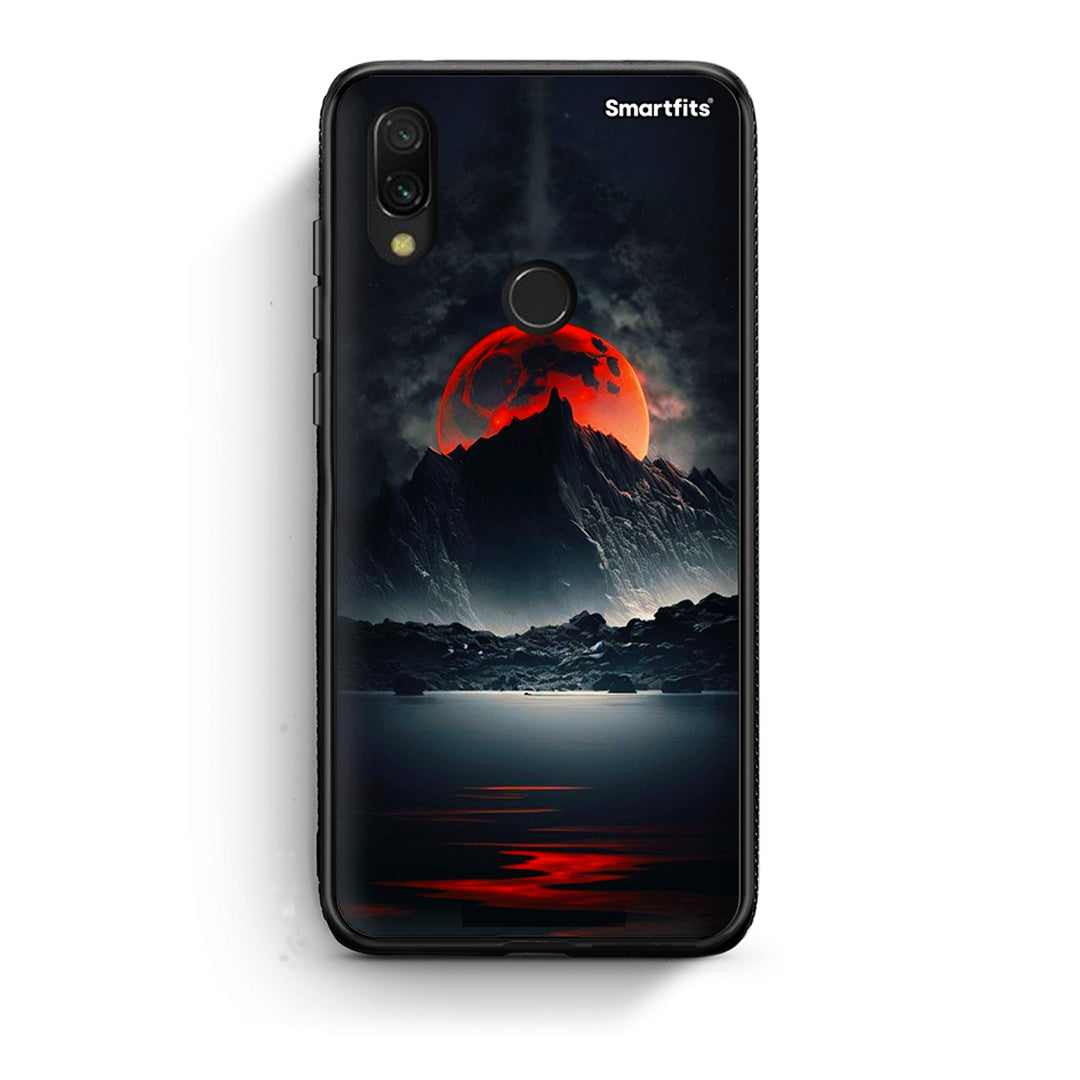Xiaomi Redmi 7 Red Full Moon θήκη από τη Smartfits με σχέδιο στο πίσω μέρος και μαύρο περίβλημα | Smartphone case with colorful back and black bezels by Smartfits