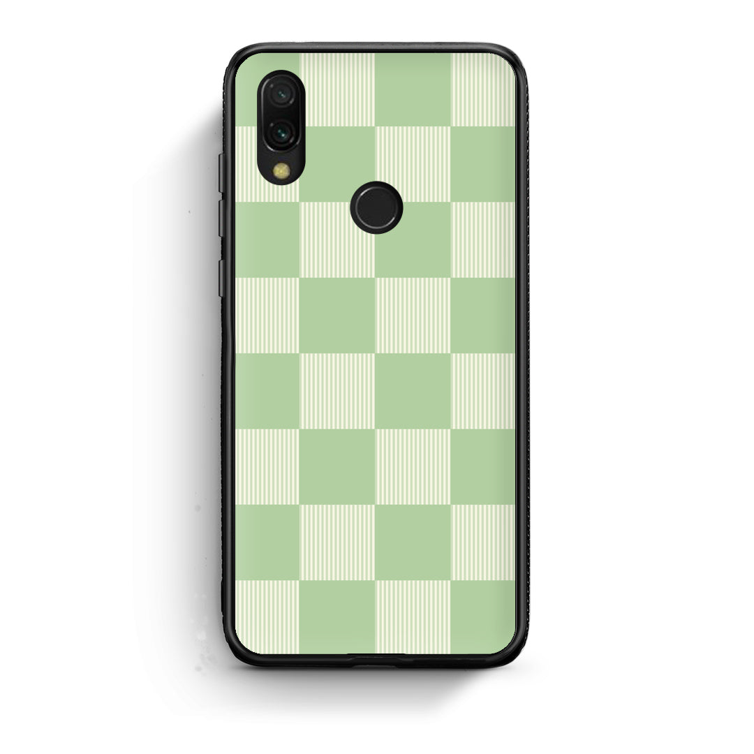 Θήκη Xiaomi Redmi 7 Sage and Cream Striped Checks από τη Smartfits με σχέδιο στο πίσω μέρος και μαύρο περίβλημα | Xiaomi Redmi 7 Sage and Cream Striped Checks case with colorful back and black bezels
