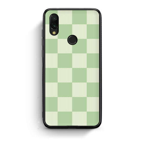 Θήκη Xiaomi Redmi 7 Sage and Cream Striped Checks από τη Smartfits με σχέδιο στο πίσω μέρος και μαύρο περίβλημα | Xiaomi Redmi 7 Sage and Cream Striped Checks case with colorful back and black bezels