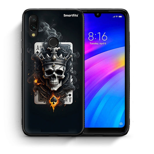 Θήκη Xiaomi Redmi 7 Skull King Ace από τη Smartfits με σχέδιο στο πίσω μέρος και μαύρο περίβλημα | Xiaomi Redmi 7 Skull King Ace case with colorful back and black bezels