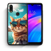 Thumbnail for Θήκη Xiaomi Redmi 7 Summer Cat από τη Smartfits με σχέδιο στο πίσω μέρος και μαύρο περίβλημα | Xiaomi Redmi 7 Summer Cat case with colorful back and black bezels