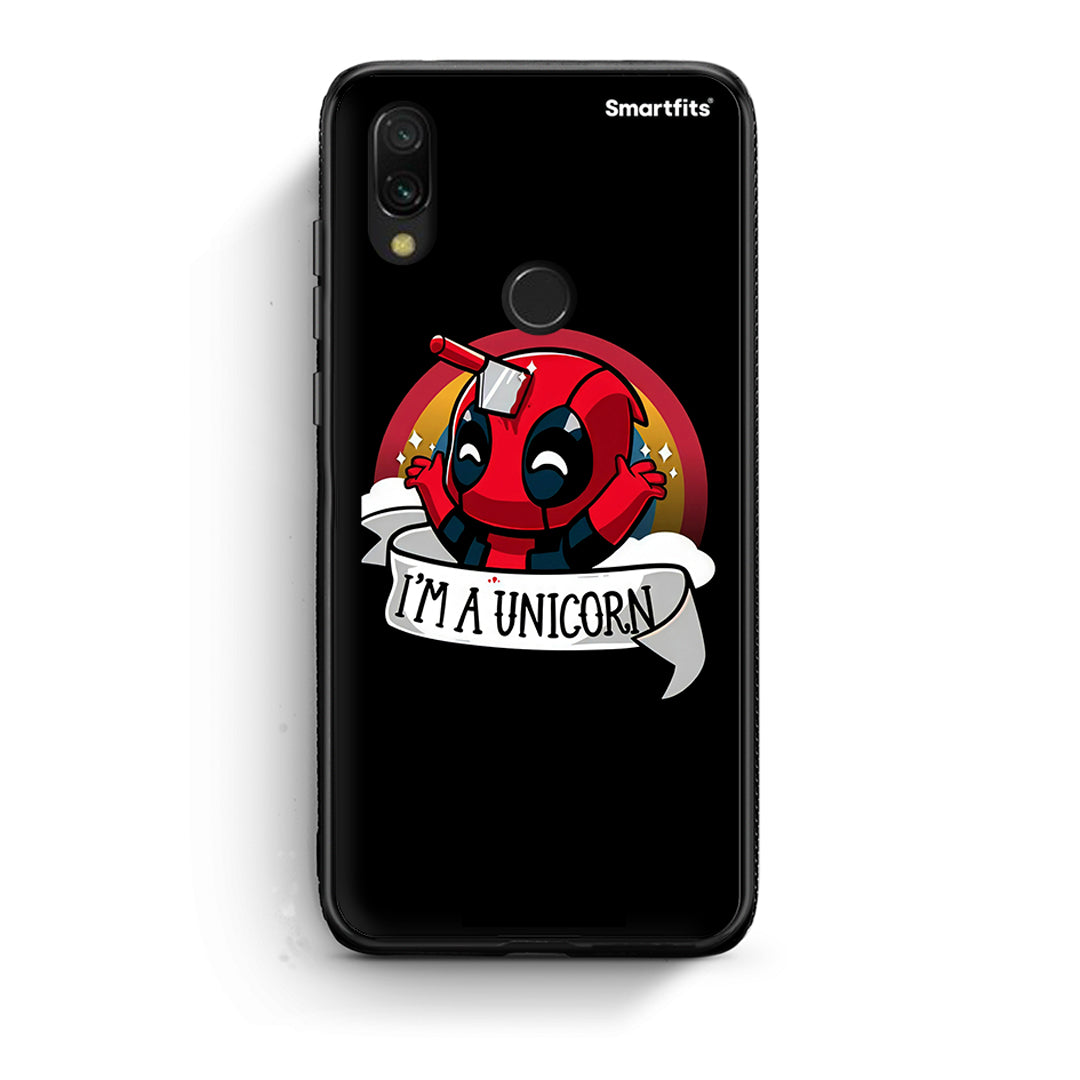Xiaomi Redmi 7 Unicorn Deadpool θήκη από τη Smartfits με σχέδιο στο πίσω μέρος και μαύρο περίβλημα | Smartphone case with colorful back and black bezels by Smartfits