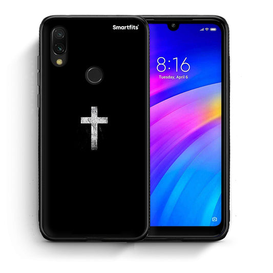 Θήκη Xiaomi Redmi 7 White Cross από τη Smartfits με σχέδιο στο πίσω μέρος και μαύρο περίβλημα | Xiaomi Redmi 7 White Cross case with colorful back and black bezels