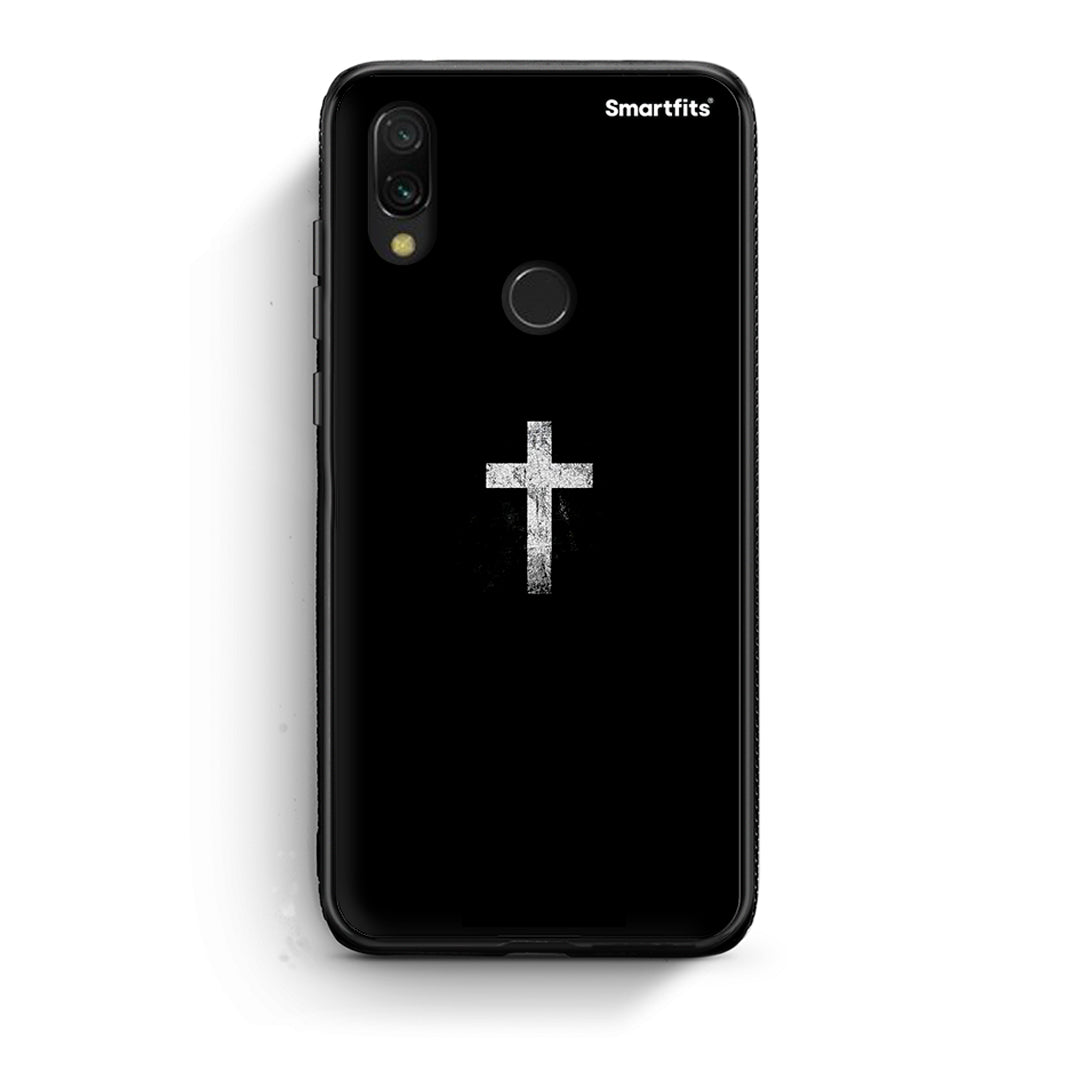 Xiaomi Redmi 7 White Cross θήκη από τη Smartfits με σχέδιο στο πίσω μέρος και μαύρο περίβλημα | Smartphone case with colorful back and black bezels by Smartfits