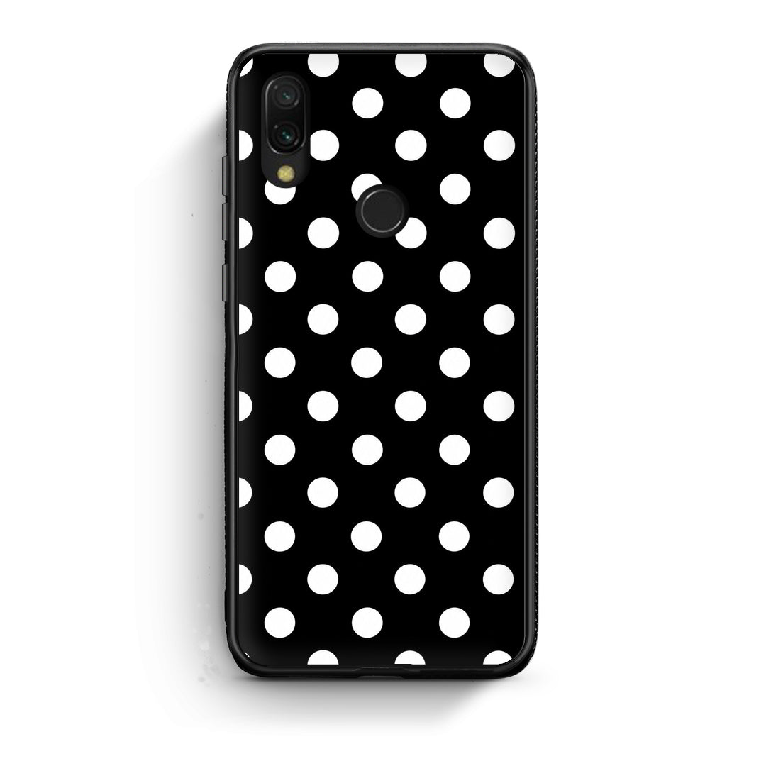 Θήκη Xiaomi Redmi 7 White Polka Dots on Black από τη Smartfits με σχέδιο στο πίσω μέρος και μαύρο περίβλημα | Xiaomi Redmi 7 White Polka Dots on Black case with colorful back and black bezels