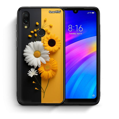 Θήκη Xiaomi Redmi 7 Yellow Daisies από τη Smartfits με σχέδιο στο πίσω μέρος και μαύρο περίβλημα | Xiaomi Redmi 7 Yellow Daisies case with colorful back and black bezels