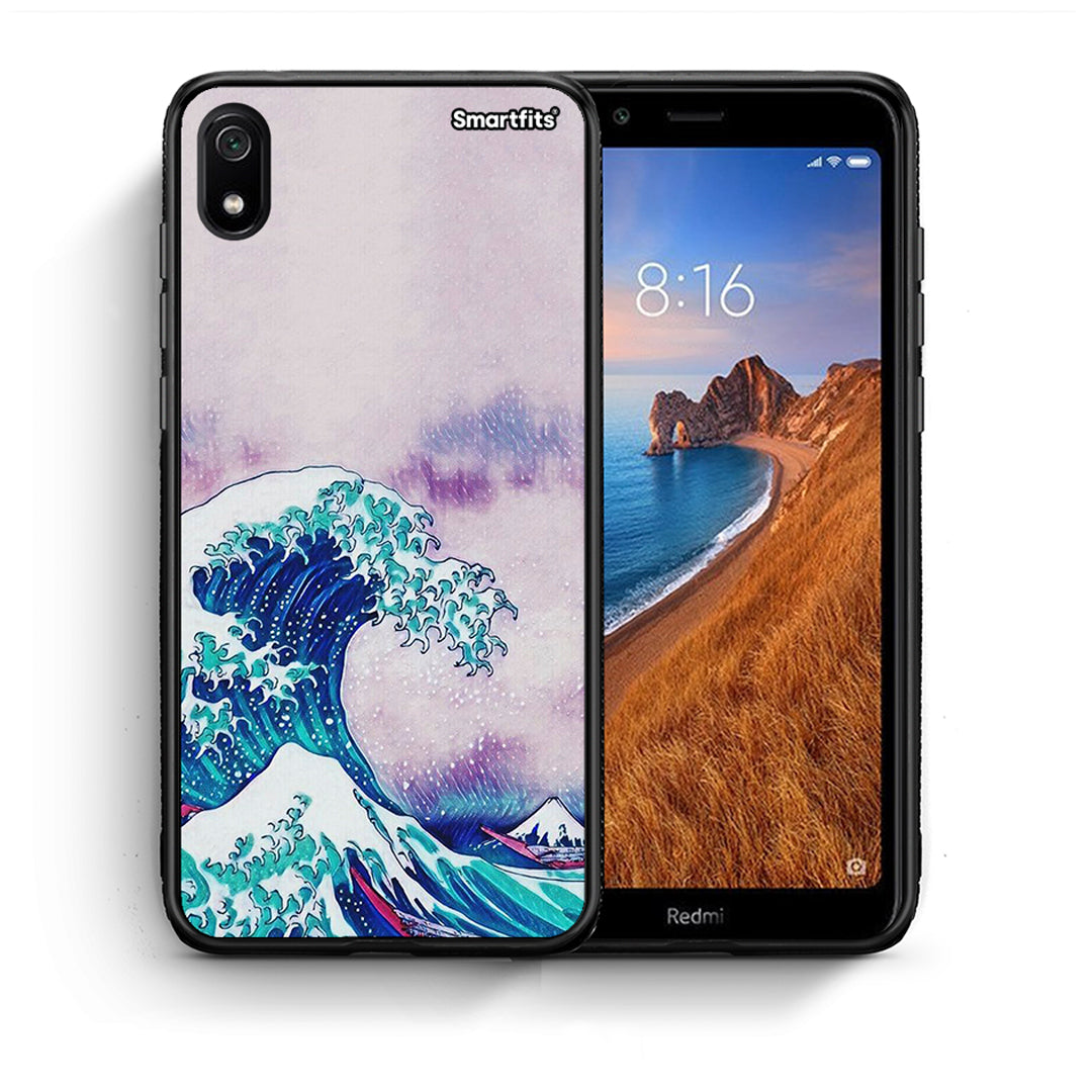 Θήκη Xiaomi Redmi 7A Blue Waves από τη Smartfits με σχέδιο στο πίσω μέρος και μαύρο περίβλημα | Xiaomi Redmi 7A Blue Waves case with colorful back and black bezels