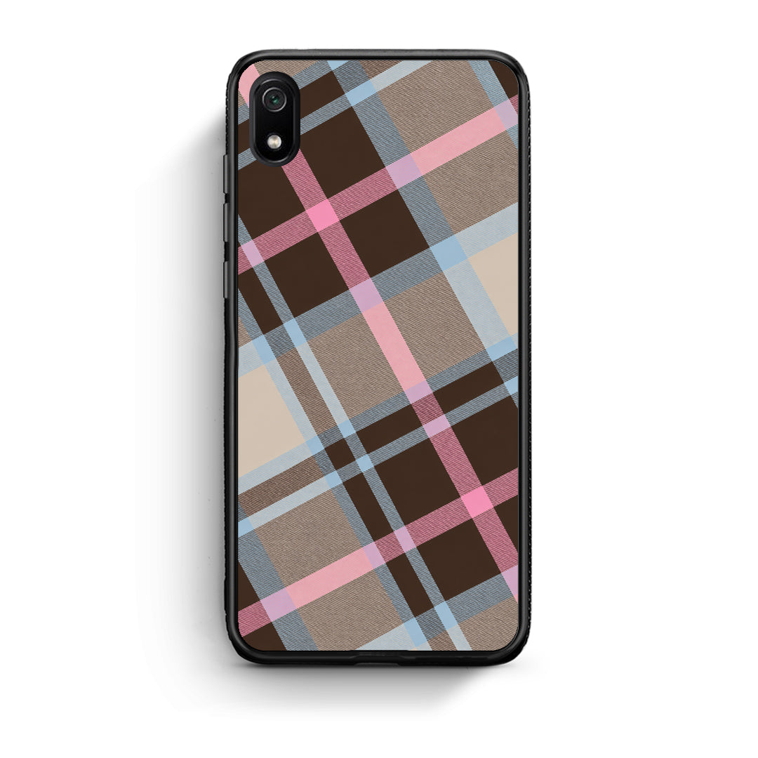 Θήκη Xiaomi Redmi 7A Brown Pink and Blue Diagonal Plaid από τη Smartfits με σχέδιο στο πίσω μέρος και μαύρο περίβλημα | Xiaomi Redmi 7A Brown Pink and Blue Diagonal Plaid case with colorful back and black bezels