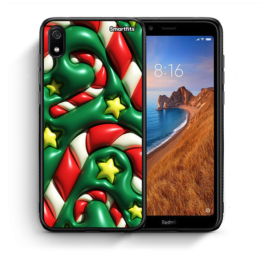 Θήκη Xiaomi Redmi 7A Christmas Bubbles από τη Smartfits με σχέδιο στο πίσω μέρος και μαύρο περίβλημα | Xiaomi Redmi 7A Christmas Bubbles case with colorful back and black bezels