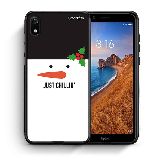 Θήκη Xiaomi Redmi 7A Christmas Chillin από τη Smartfits με σχέδιο στο πίσω μέρος και μαύρο περίβλημα | Xiaomi Redmi 7A Christmas Chillin case with colorful back and black bezels