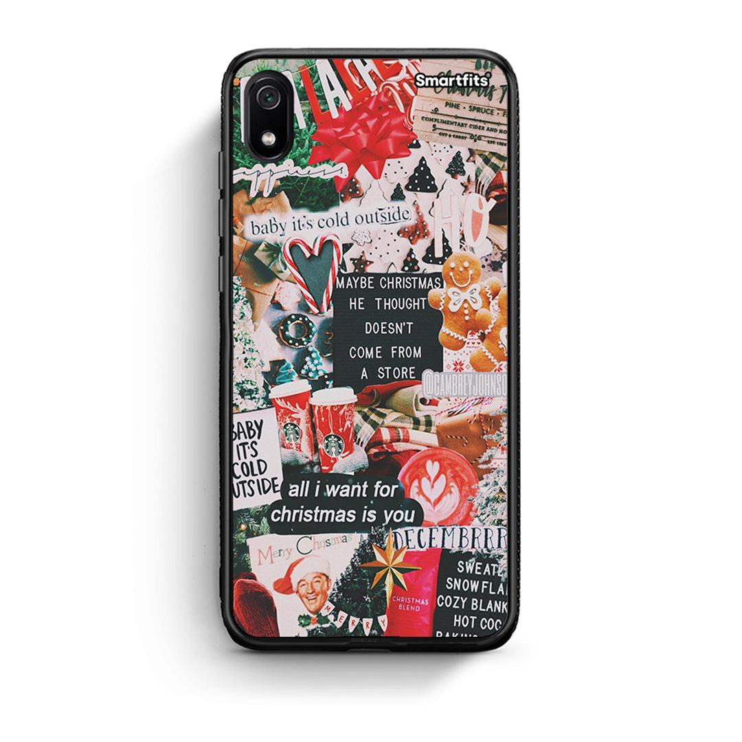 Xiaomi Redmi 7A Christmas Happiness θήκη από τη Smartfits με σχέδιο στο πίσω μέρος και μαύρο περίβλημα | Smartphone case with colorful back and black bezels by Smartfits