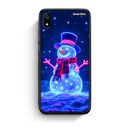 Xiaomi Redmi 7A Christmas Neon Snowman θήκη από τη Smartfits με σχέδιο στο πίσω μέρος και μαύρο περίβλημα | Smartphone case with colorful back and black bezels by Smartfits