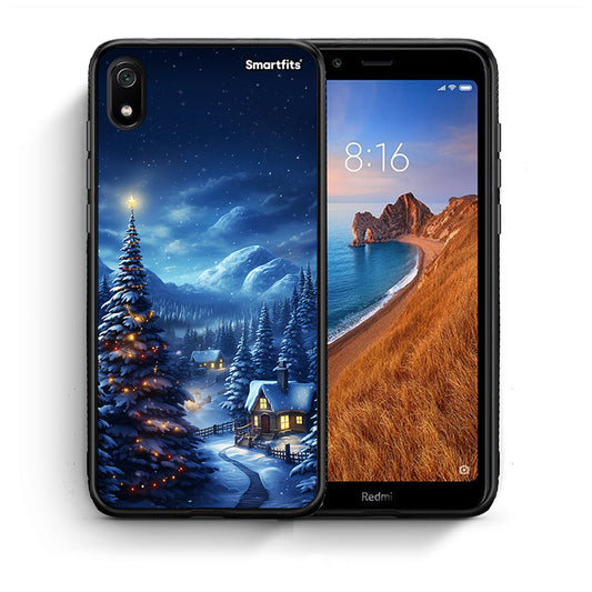 Θήκη Xiaomi Redmi 7A Christmas Scenery από τη Smartfits με σχέδιο στο πίσω μέρος και μαύρο περίβλημα | Xiaomi Redmi 7A Christmas Scenery case with colorful back and black bezels