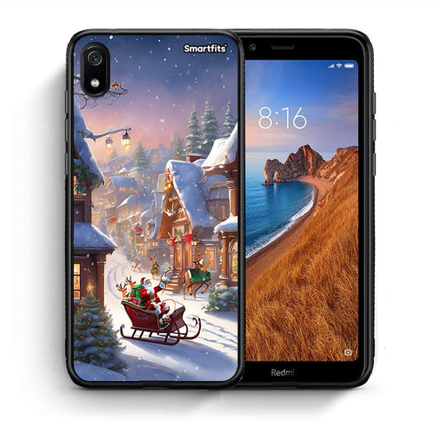 Θήκη Xiaomi Redmi 7A Christmas Snow από τη Smartfits με σχέδιο στο πίσω μέρος και μαύρο περίβλημα | Xiaomi Redmi 7A Christmas Snow case with colorful back and black bezels