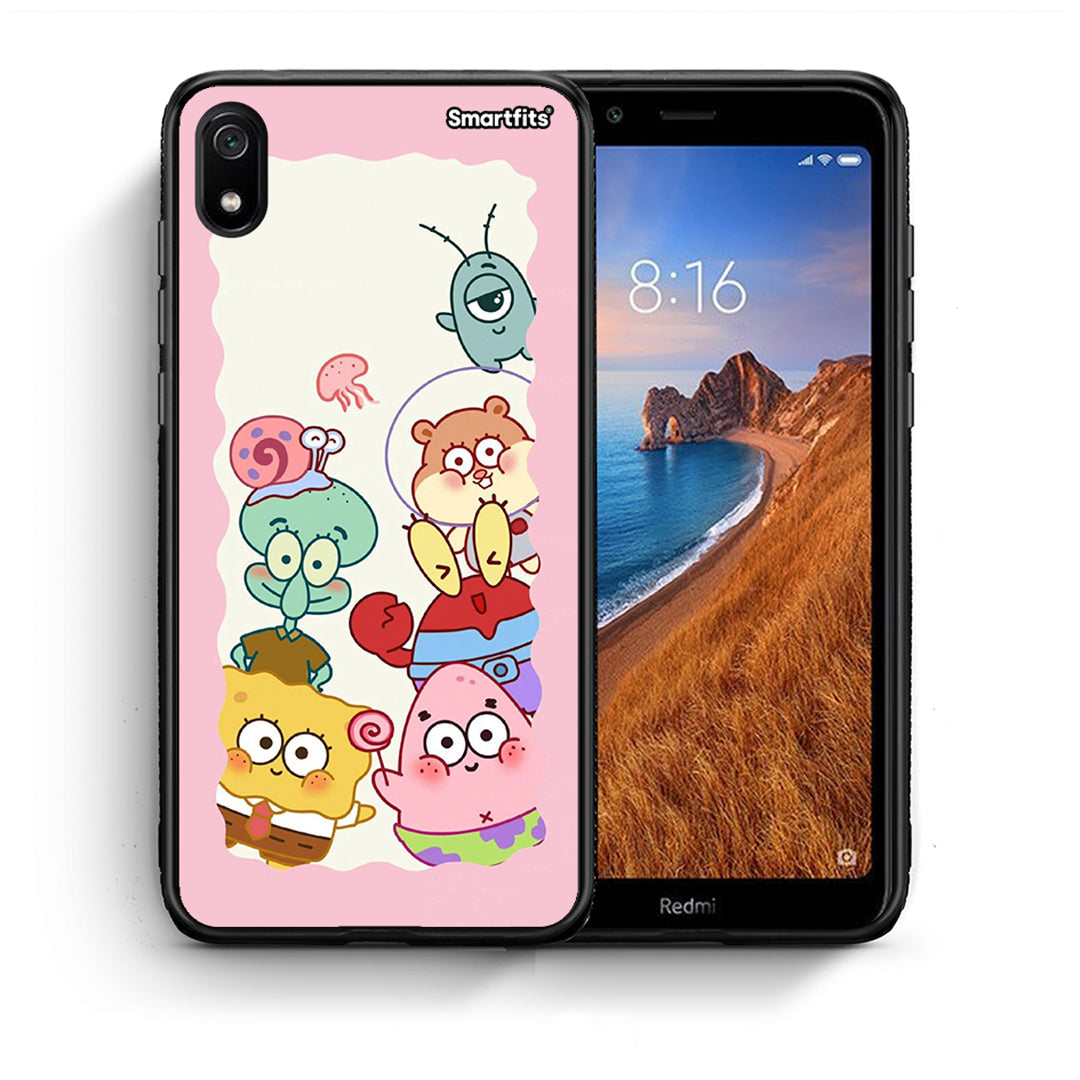 Θήκη Xiaomi Redmi 7A Cute Companion από τη Smartfits με σχέδιο στο πίσω μέρος και μαύρο περίβλημα | Xiaomi Redmi 7A Cute Companion case with colorful back and black bezels