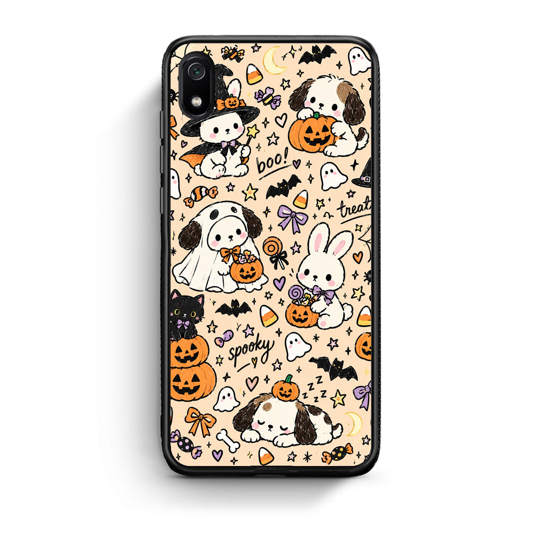 Θήκη Xiaomi Redmi 7A Halloween Puppies and Friends on Cream από τη Smartfits με σχέδιο στο πίσω μέρος και μαύρο περίβλημα | Xiaomi Redmi 7A Halloween Puppies and Friends on Cream case with colorful back and black bezels