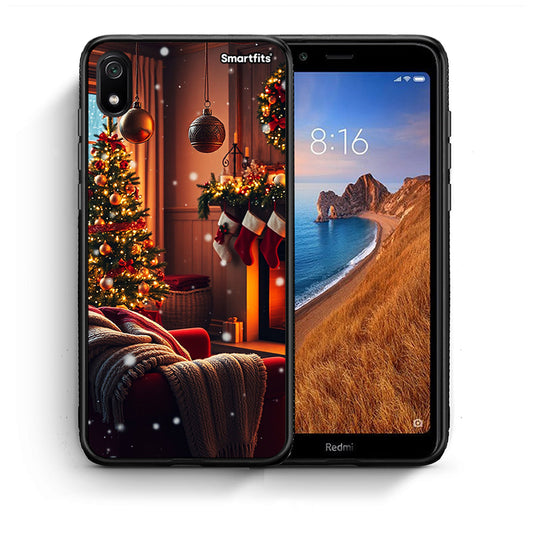 Θήκη Xiaomi Redmi 7A Home For Christmas από τη Smartfits με σχέδιο στο πίσω μέρος και μαύρο περίβλημα | Xiaomi Redmi 7A Home For Christmas case with colorful back and black bezels
