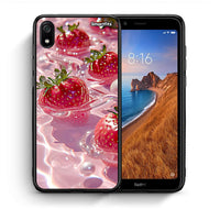 Thumbnail for Θήκη Xiaomi Redmi 7A Juicy Strawberries από τη Smartfits με σχέδιο στο πίσω μέρος και μαύρο περίβλημα | Xiaomi Redmi 7A Juicy Strawberries case with colorful back and black bezels