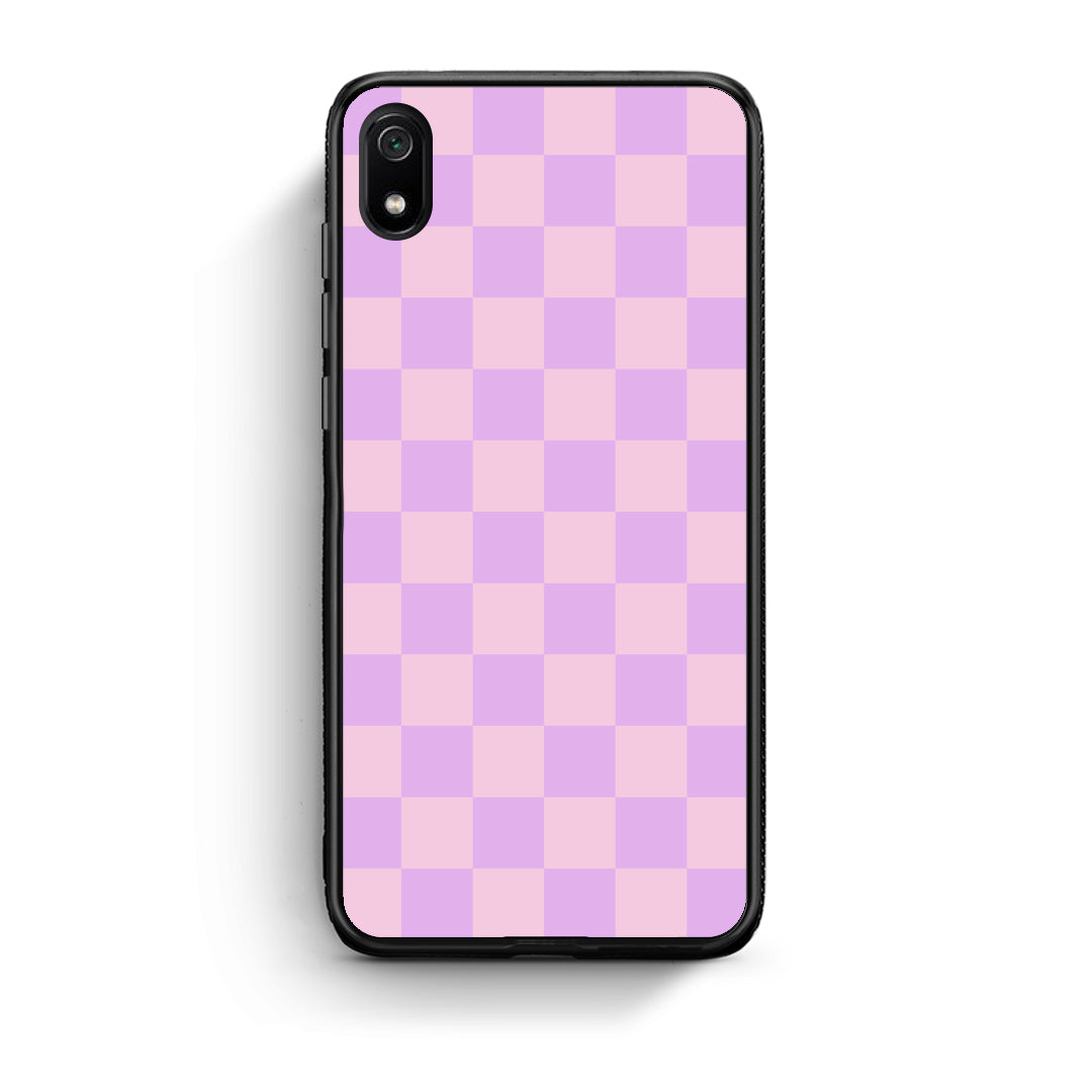 Θήκη Xiaomi Redmi 7A Lavender and Pink Checkerboard από τη Smartfits με σχέδιο στο πίσω μέρος και μαύρο περίβλημα | Xiaomi Redmi 7A Lavender and Pink Checkerboard case with colorful back and black bezels