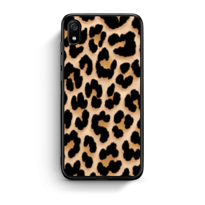 Θήκη Xiaomi Redmi 7A Leopard Print Tan Large από τη Smartfits με σχέδιο στο πίσω μέρος και μαύρο περίβλημα | Xiaomi Redmi 7A Leopard Print Tan Large case with colorful back and black bezels