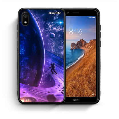 Θήκη Xiaomi Redmi 7A Lost Astronaut από τη Smartfits με σχέδιο στο πίσω μέρος και μαύρο περίβλημα | Xiaomi Redmi 7A Lost Astronaut case with colorful back and black bezels