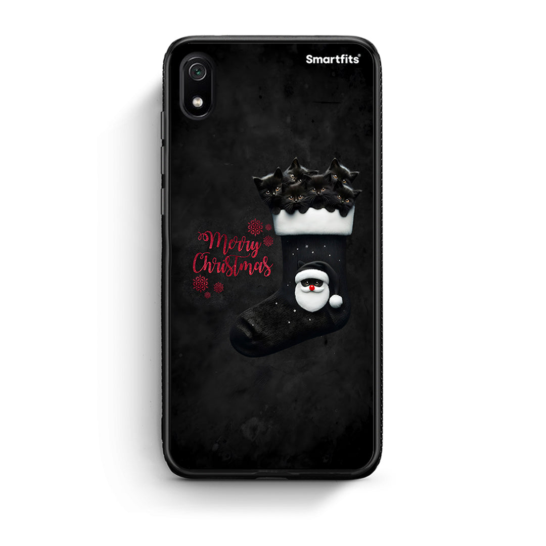 Xiaomi Redmi 7A Merry Cat Christmas θήκη από τη Smartfits με σχέδιο στο πίσω μέρος και μαύρο περίβλημα | Smartphone case with colorful back and black bezels by Smartfits