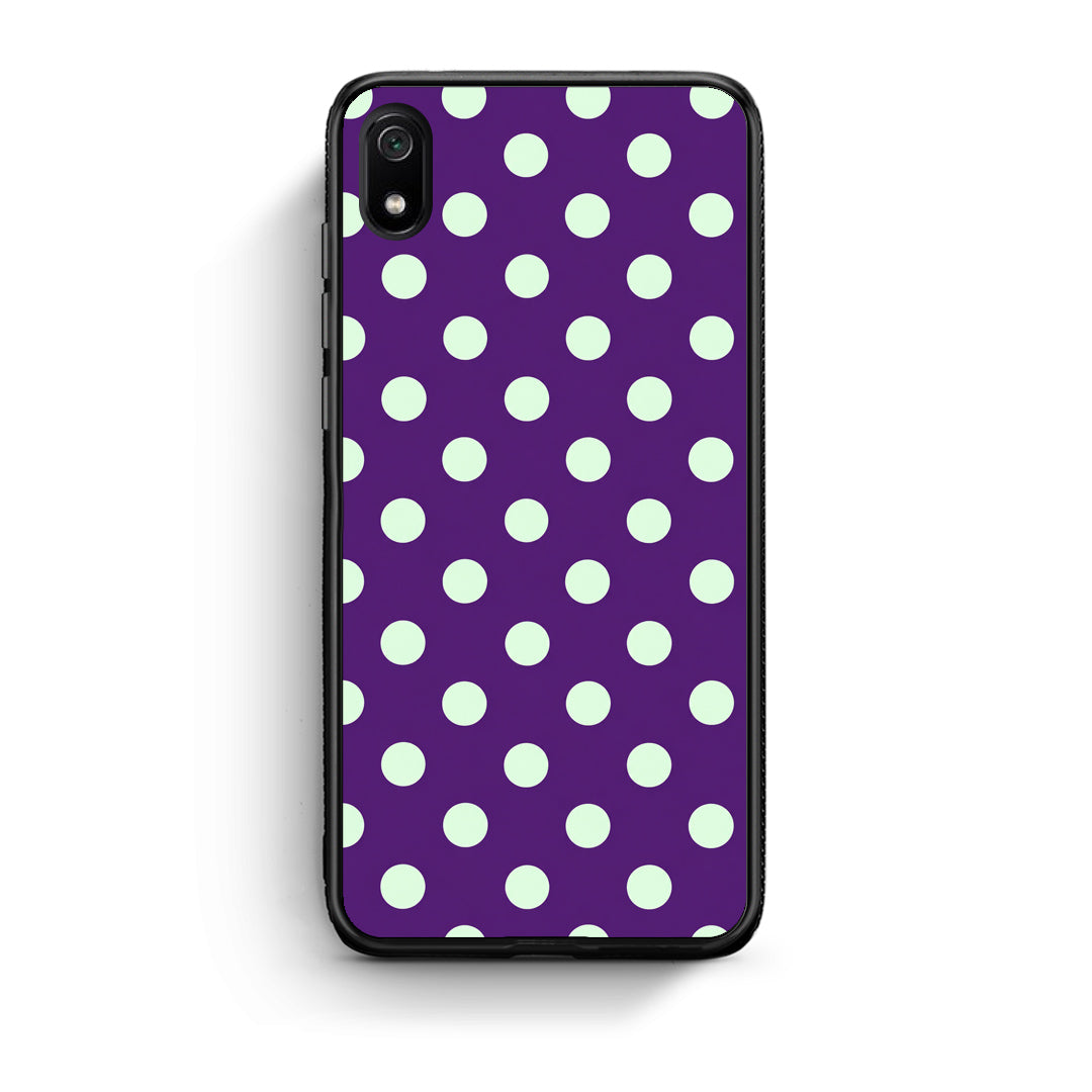 Θήκη Xiaomi Redmi 7A Mint Polka Dots on Purple από τη Smartfits με σχέδιο στο πίσω μέρος και μαύρο περίβλημα | Xiaomi Redmi 7A Mint Polka Dots on Purple case with colorful back and black bezels