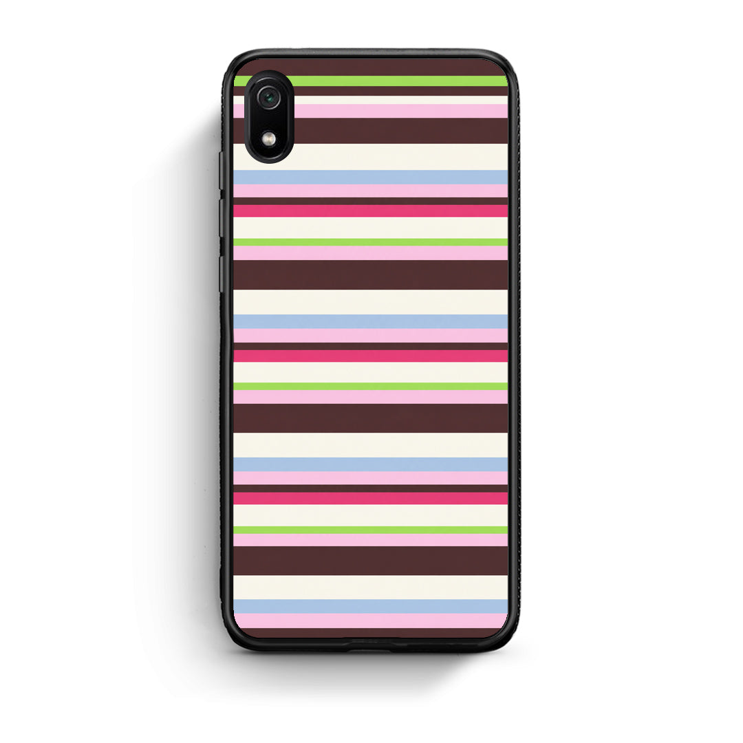 Θήκη Xiaomi Redmi 7A Multicolour Horizontal Stripes από τη Smartfits με σχέδιο στο πίσω μέρος και μαύρο περίβλημα | Xiaomi Redmi 7A Multicolour Horizontal Stripes case with colorful back and black bezels