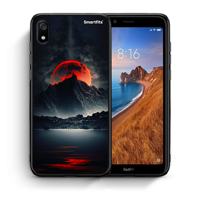 Θήκη Xiaomi Redmi 7A Red Full Moon από τη Smartfits με σχέδιο στο πίσω μέρος και μαύρο περίβλημα | Xiaomi Redmi 7A Red Full Moon case with colorful back and black bezels